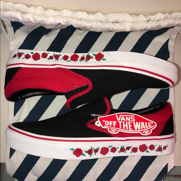 NEW🌹9.5 VANS Red Roses Asher Slip In🌹W9.5/M8/UK7 Custom - Picture 7 of 7